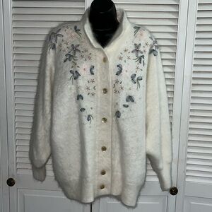 NWOT Venesha highly embellished Angora sweater cardigan